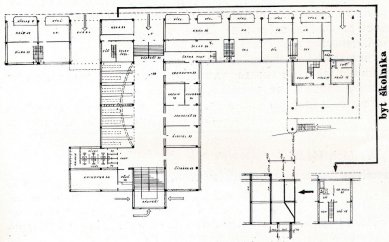 Soutěžní návrh obchodní školy v Mladé Boleslavi - Půdorys přízemí - foto: archiv redakce