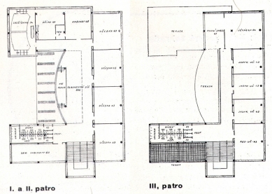 Soutěžní návrh obchodní školy v Mladé Boleslavi - Půdorysy - foto: archiv redakce