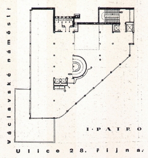 Návrh obchodního domu na Václavském náměstí v Praze - Půdorys patra - foto: archiv redakce