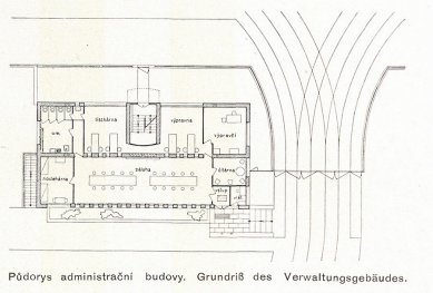 Vozovna elektrických podniků hl. města Prahy - Půdorys administrativy - foto: archiv redakce