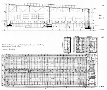 Electric Transport Depot of the Capital City of Prague - <h1>Drawings of the Hall</h1> - foto: archiv redakce