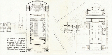 Dům osvěty v Moravské Ostravě - Půdorys přízemí a patra - foto: archiv redakce