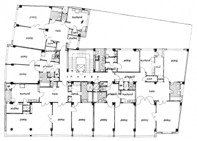 <html>Nájemní dům</html> translates to <html>Rental house</html> - Floor plan of a typical floor - foto: archiv redakce