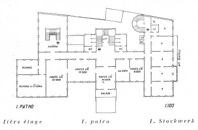 Competition design of the Engineering House in Prague - Floor plan of the 1st floor - foto: archiv redakce