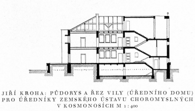 Úřednické vily Zemského ústavu choromyslných v Kosmonosích - Řez vily I. - foto: archiv redakce