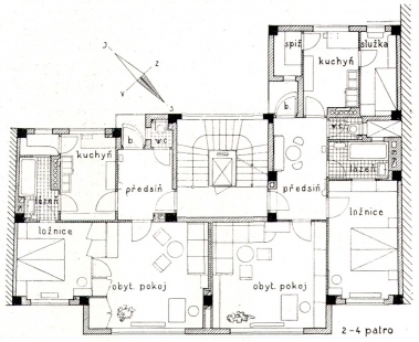 Nájemný dům s cukrárnou B. Kolbaby - Půdorys 2.-4. patra - foto: archiv redakce