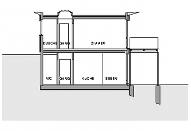 Rodinný dům v Münchensteinu - Příčný řez - foto: © Jura Oplatek Architekt VUT/ SIA