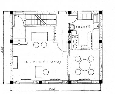 Dvojdům v kolonii Nový dům - Půdorys přízemí - foto: archiv redakce