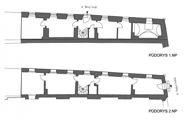 Rekonstrukce domu „U svatého Michaela“ - Půdorysy - původní stav - foto: © Sporadical