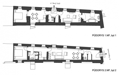 Rekonstrukce domu „U svatého Michaela“ - Půdorysy - foto: © Sporadical