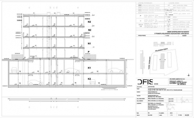 Obytný blok Tetris - Řez - foto: © OFIS Arhitekti