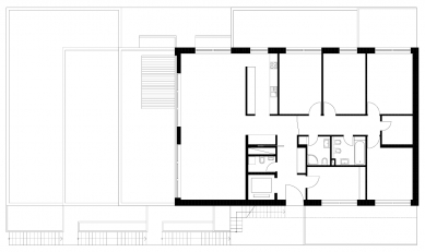 Stepped Terraced House, Košíře - Půdorys 1PP - foto: © hnilička — císler — architekti