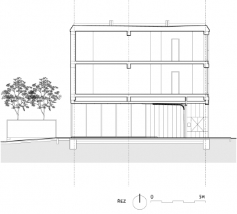 Nájemní dům v Teplého ulici - Příčný řez - foto: © Pinkas Žalský architekti