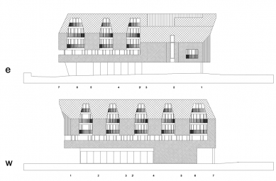 Nákupní centrum s bytovou střešní nástavbou - Východní a západní pohled - foto: © OFIS arhitekti