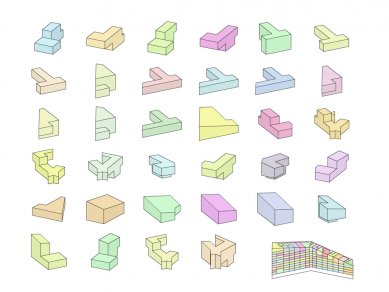 VM Housing Complex - Axonometry of apartment units in house V - foto: © PLOT