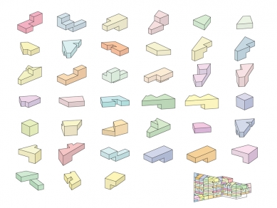 VM Housing Complex - ```html
Axonometry of housing units in building M
``` - foto: © PLOT