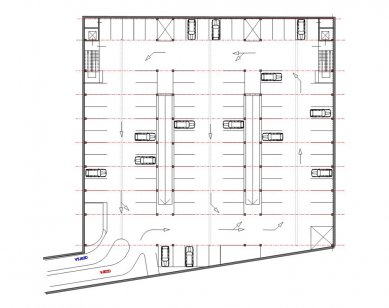 Prokešovo Square with underground parking - Floor plan of the parking lot - foto: Ateliér Filandr