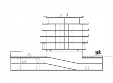 Bytový dům Tkanička - Příčný řez - foto: © OFIS arhitekti