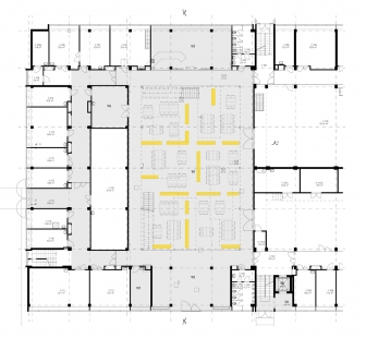 The roofing of the western atrium of building D of the Faculty of Civil Engineering of Czech Technical University in Prague - Floor plan 1st floor - foto: VYŠEHRAD atelier