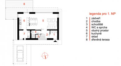 <translation>Newly built family house in the cadastral area of Stará Bělá</translation> - Floor plan 1st floor - foto: © ATOS-6