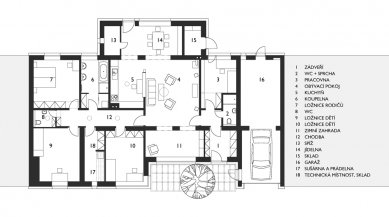 Rekonstrukce rodinného domu v Novém Boru - Půdorys - foto: © 3+1 architekti