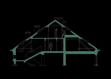 Půdní vestavba v Praze-Podolí - Řez - foto: VYŠEHRAD atelier