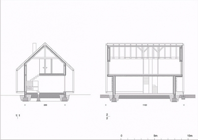 Alpská chata 6x11 - Řezy - foto: © OFIS architekti