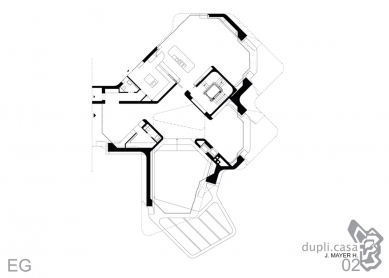 Dupli Casa - Půdorys horního patra - foto: © J. Mayer H. Architects