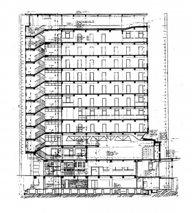 Administrativní budova BVV - Řez výškovou částí - foto: Architektura ČSR 1961