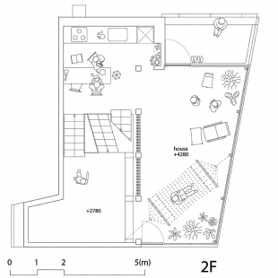 House & Atelier Bow-Wow - Floor plan of the upper floor - foto: © 2006 Atelier Bow-Wow Co. Ltd.