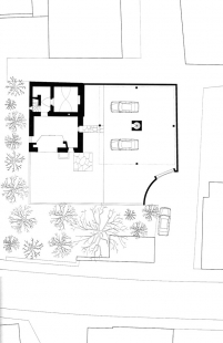 Atelier Olgiati - Draft version of the ground floor plan of the house, where the different proportions of the columns supporting the studio have not yet manifested.