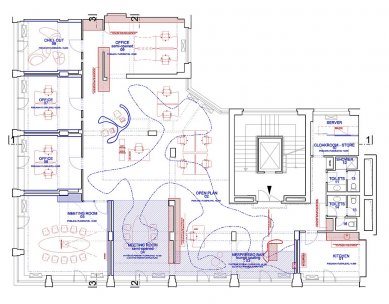 Interior of the law firm Bird&Bird - Floor plan - current condition - foto: SKUTEK architecture