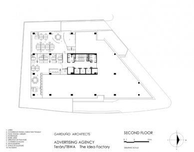 Reklamní agentura Terán/TBWA - Second floor plan - foto: © Garduño Arquitectos