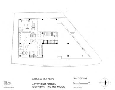 Advertising Agency Terán/TBWA - Third floor plan - foto: © Garduño Arquitectos