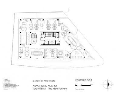 Advertising Agency Terán/TBWA - Fourth floor plan - foto: © Garduño Arquitectos