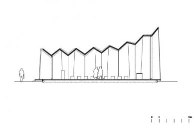 Prozatímní kaple pro diakonii v St-Loup - Podélný řez - foto: Localarchitecture