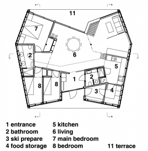 Bouda Nordmarka - Půdorys - foto: Jarmund/Vigsnæs AS Architects MNAL