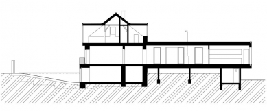 Rekonstrukce a dostavba rodinného domu v Klánovicích - Řez podélný