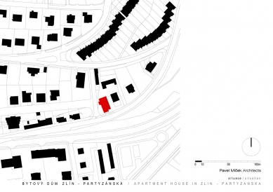 Apartment house in Zlin - Partyzanska - Situace - foto: Pavel Míček Architects