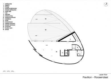 Pavilon v Roosendaal - Půdorys zvýšeného patra - foto: René van Zuuk Architekten