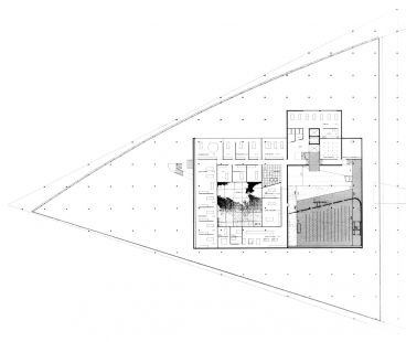 Nizozemský architektonický institut  - Půdorys vstupního podlaží - nerealizovaný soutěžní návrh - foto: © OMA