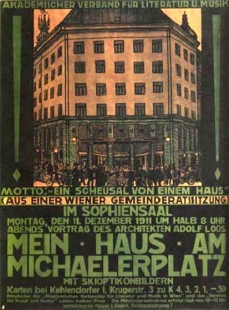 <translate>Goldman & Salatsch Department Store</translate> - <p>Poster for the lecture by A. Loose about the house on Michaelerplatz</p>