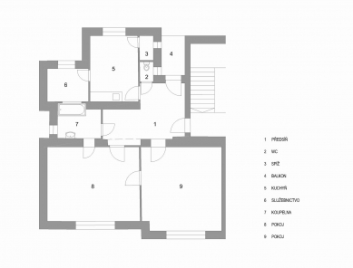 Rekonstrukce bytu Charvatská 44 - Půdorys - původní stav