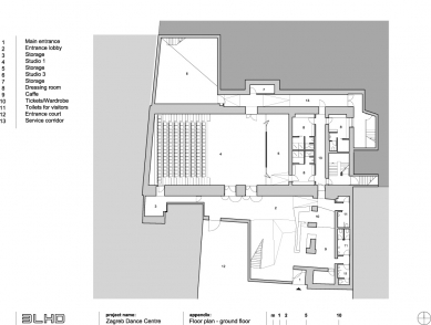 Centrum tance v Záhřebu - Půdorys přízemí - foto: © 3LHD