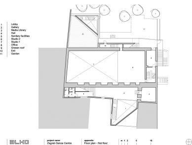Centrum tance v Záhřebu - Půdorys patra - foto: © 3LHD