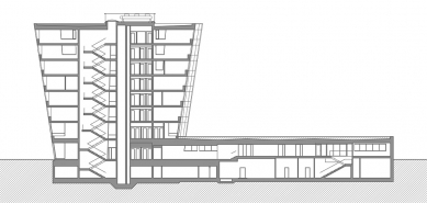 Information Center of the Technical University in Liberec - Podélný řez - foto: architektonická kancelář Fakulty umění a architektury TU v Liberci