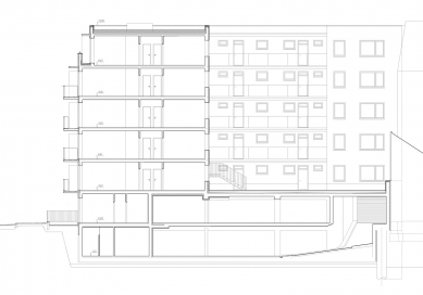 Bytový dům Křídlovická - Řez - foto: RAW