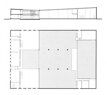 Tiskárna Veenman - Půdorys patra a řez - foto: Neutelings Riedijk Architects