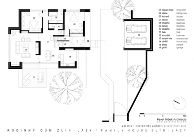 Rodinný dům Zlín - Lazy - 1NP - foto: Pavel Míček Architects