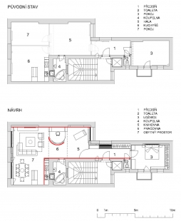 Rekonstrukce bytu 3+1 na bytové studio - Půdorys - foto: archiv autora